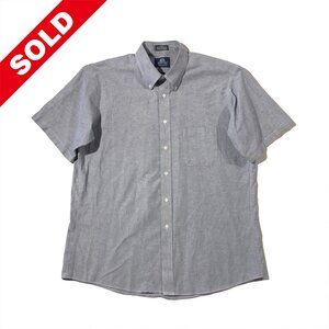 Stafford Mens Size 17 Blue Short Sleeve Button Down Collared Oxford Dress Shirt